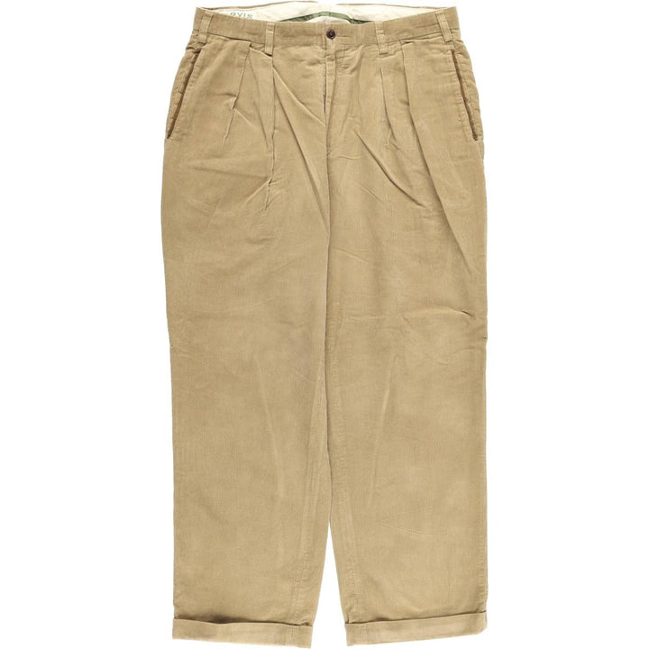 2000'S ORVIS Two-pleat Corduroy Pants, Made in USA, Men's, Size W35 cotton Beige type Vintage Second Hand