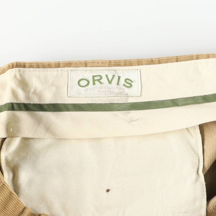 2000'S ORVIS Two-pleat Corduroy Pants, Made in USA, Men's, Size W35 cotton Beige type Vintage Second Hand