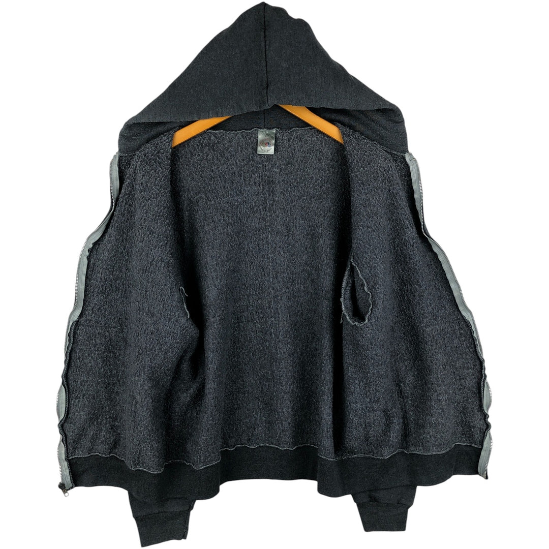 Vintage 90'S Fruit of the Loom full-zip sweatshirt hoodie, made in the USA, size L, men's cotton gray type Vintage Second Hand