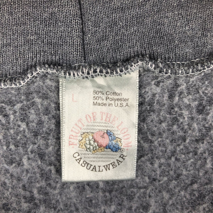 Vintage 90'S Fruit of the Loom full-zip sweatshirt hoodie, made in the USA, size L, men's cotton gray type Vintage Second Hand