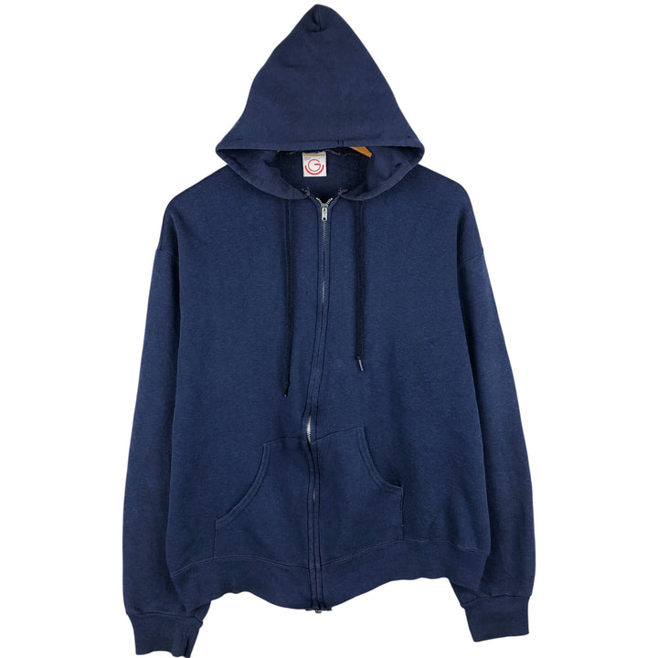 Vintage 80'S Gearing Up full-zip sweatshirt hoodie, size XL, men's acrylic Navy blue Vintage Second Hand