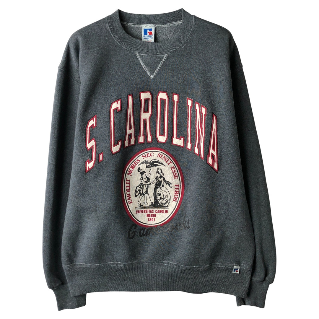 90'S Russell College Sweatshirt, Made in USA, Men's L, Vintage cotton gray type Vintage Second Hand