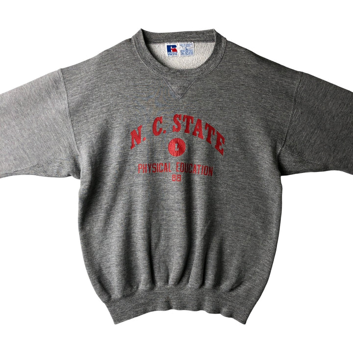 90'S Russell triple print college sweatshirt, made in the USA, men's size L, vintage polyester gray type Vintage Second Hand