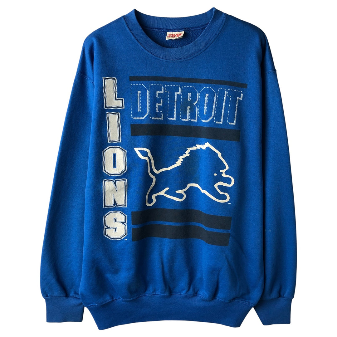 Vintage '90'S TEAM RATED NFL Detroit Lions Print Sweatshirt, Made in USA, Men's Size L cotton blue type Vintage Second Hand