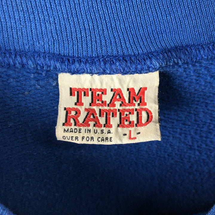 Vintage '90'S TEAM RATED NFL Detroit Lions Print Sweatshirt, Made in USA, Men's Size L cotton blue type Vintage Second Hand