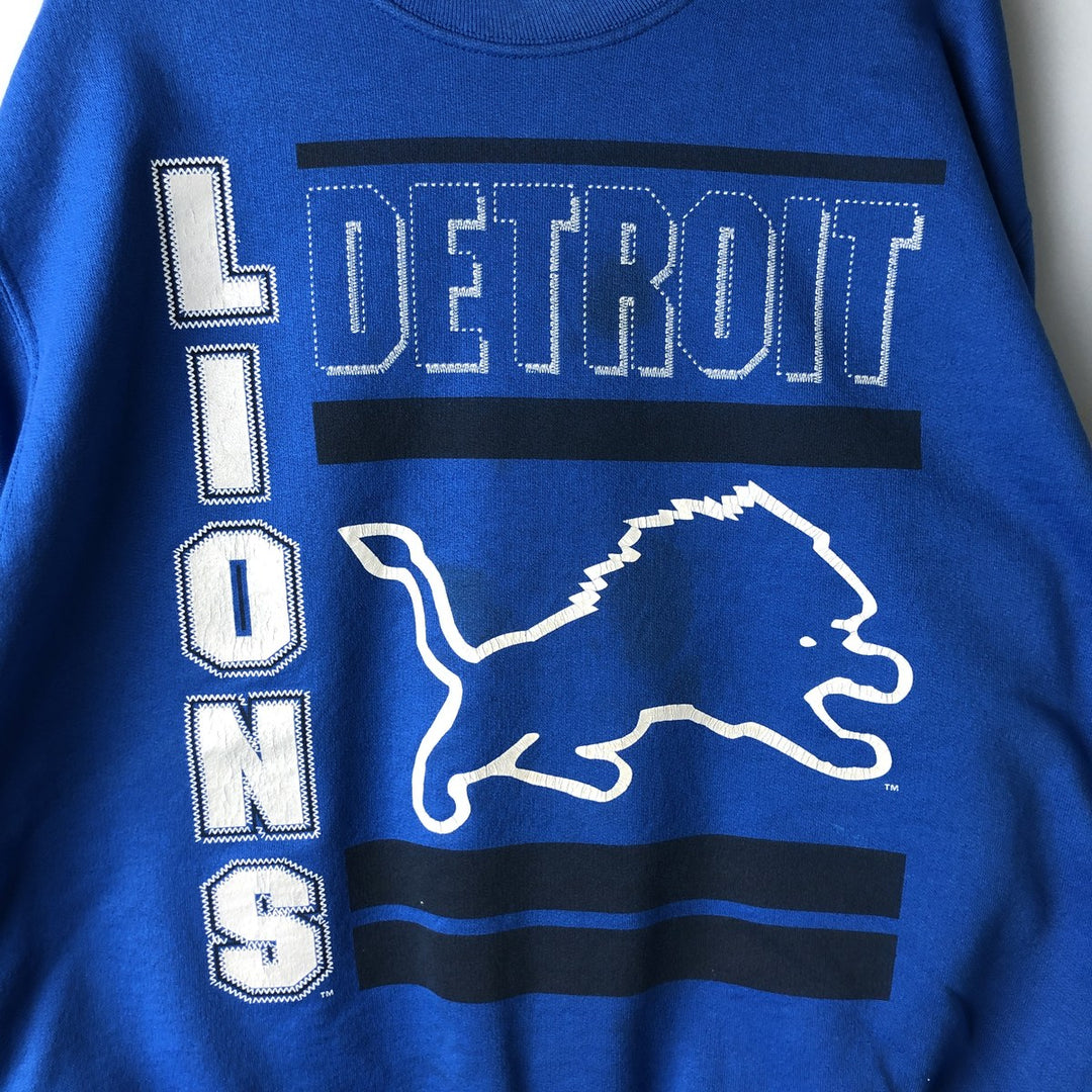 Vintage '90'S TEAM RATED NFL Detroit Lions Print Sweatshirt, Made in USA, Men's Size L cotton blue type Vintage Second Hand