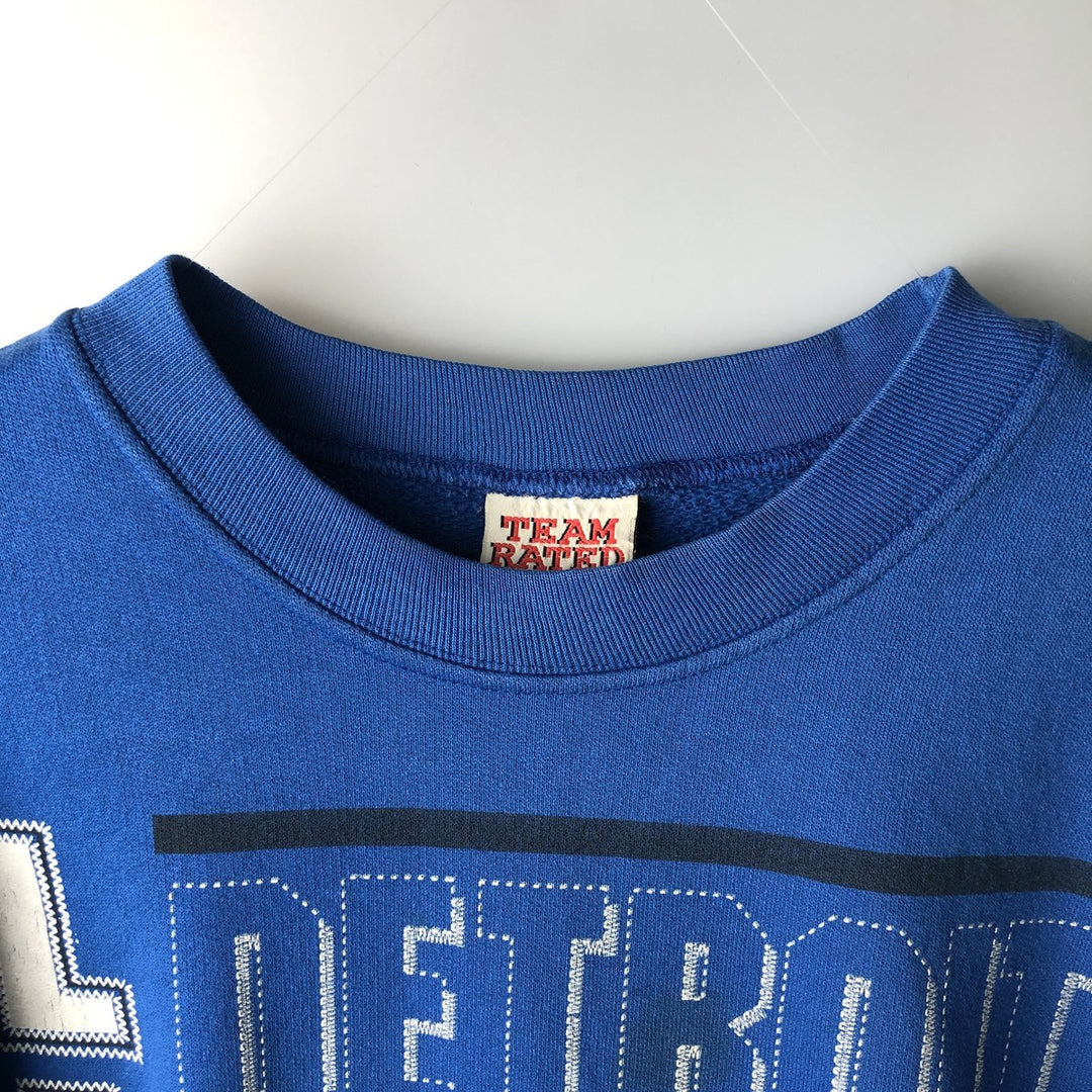 Vintage '90'S TEAM RATED NFL Detroit Lions Print Sweatshirt, Made in USA, Men's Size L cotton blue type Vintage Second Hand