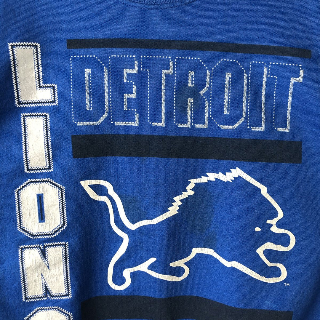 Vintage '90'S TEAM RATED NFL Detroit Lions Print Sweatshirt, Made in USA, Men's Size L cotton blue type Vintage Second Hand