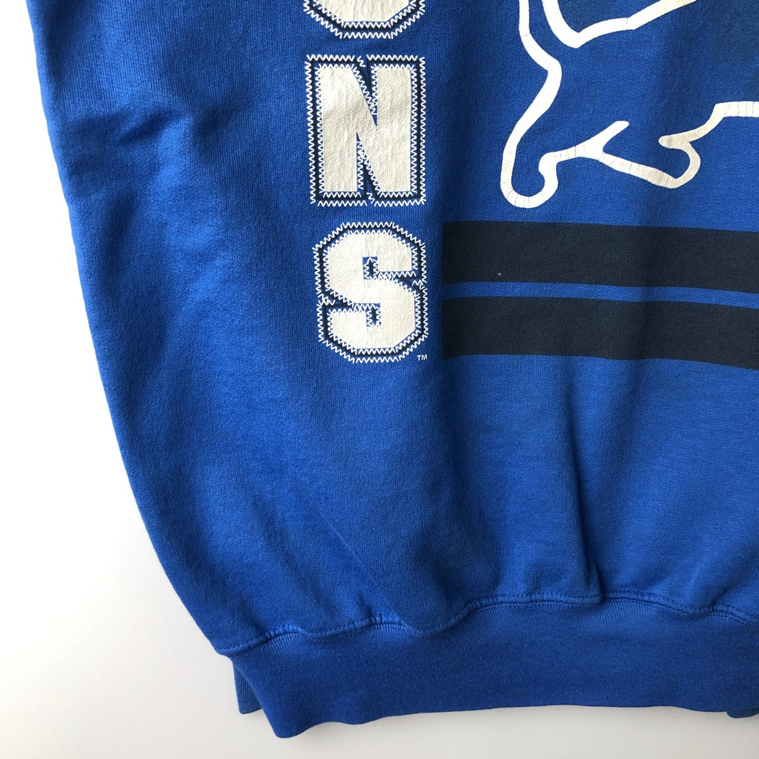 Vintage '90'S TEAM RATED NFL Detroit Lions Print Sweatshirt, Made in USA, Men's Size L cotton blue type Vintage Second Hand