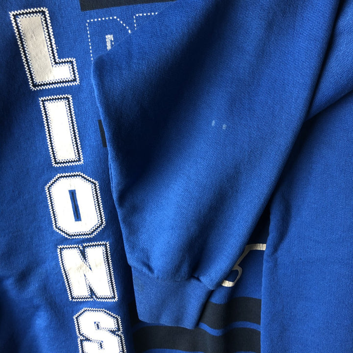 Vintage '90'S TEAM RATED NFL Detroit Lions Print Sweatshirt, Made in USA, Men's Size L cotton blue type Vintage Second Hand