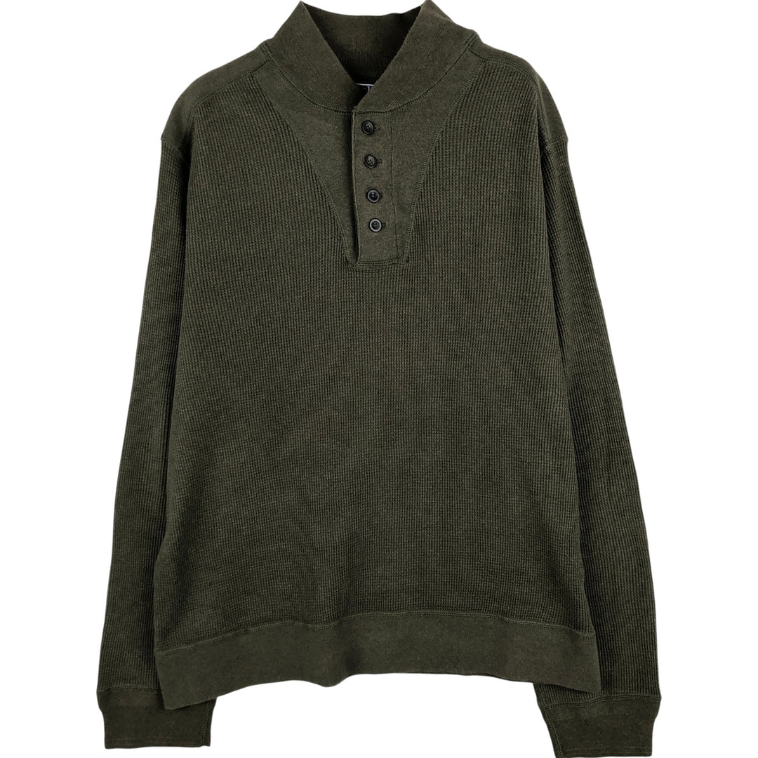 Ralph Lauren Polo by Ralph Lauren Half-Button Thermal Long T-Shirt, Waffle, Men's XL cotton Green type dark green Vintage Second Hand