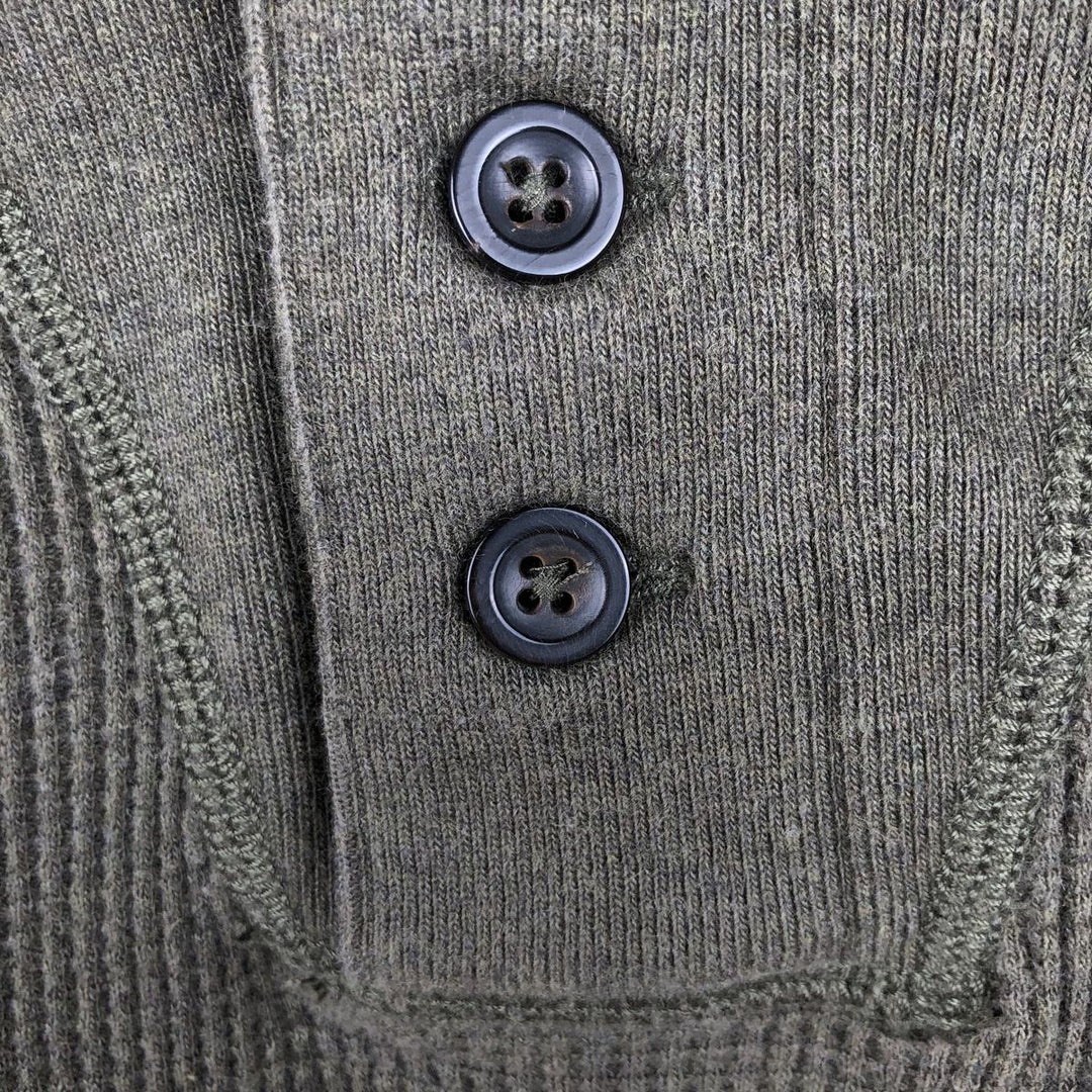 Ralph Lauren Polo by Ralph Lauren Half-Button Thermal Long T-Shirt, Waffle, Men's XL cotton Green type dark green Vintage Second Hand