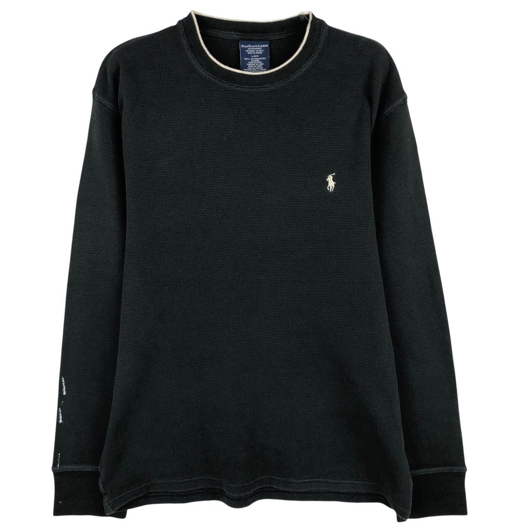 Ralph Lauren POLO RALPH LAUREN SLEEPWEAR Thermal Long T-shirt Waffle Men's L size cotton black type Vintage Second Hand