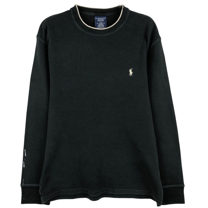 Ralph Lauren POLO RALPH LAUREN SLEEPWEAR Thermal Long T-shirt Waffle Men's L size cotton black type Vintage Second Hand
