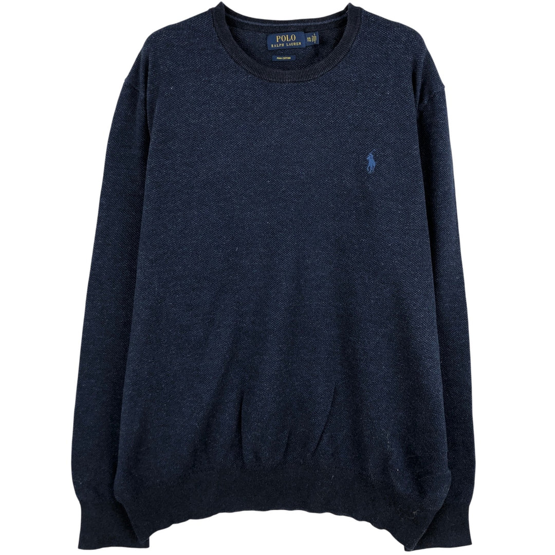 Ralph Lauren POLO RALPH LAUREN Thermal Long T-Shirt Men's XXL cotton navy blue type Vintage Second Hand