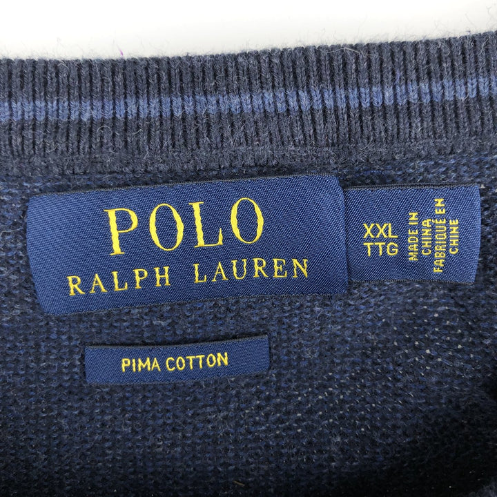 Ralph Lauren POLO RALPH LAUREN Thermal Long T-Shirt Men's XXL cotton navy blue type Vintage Second Hand