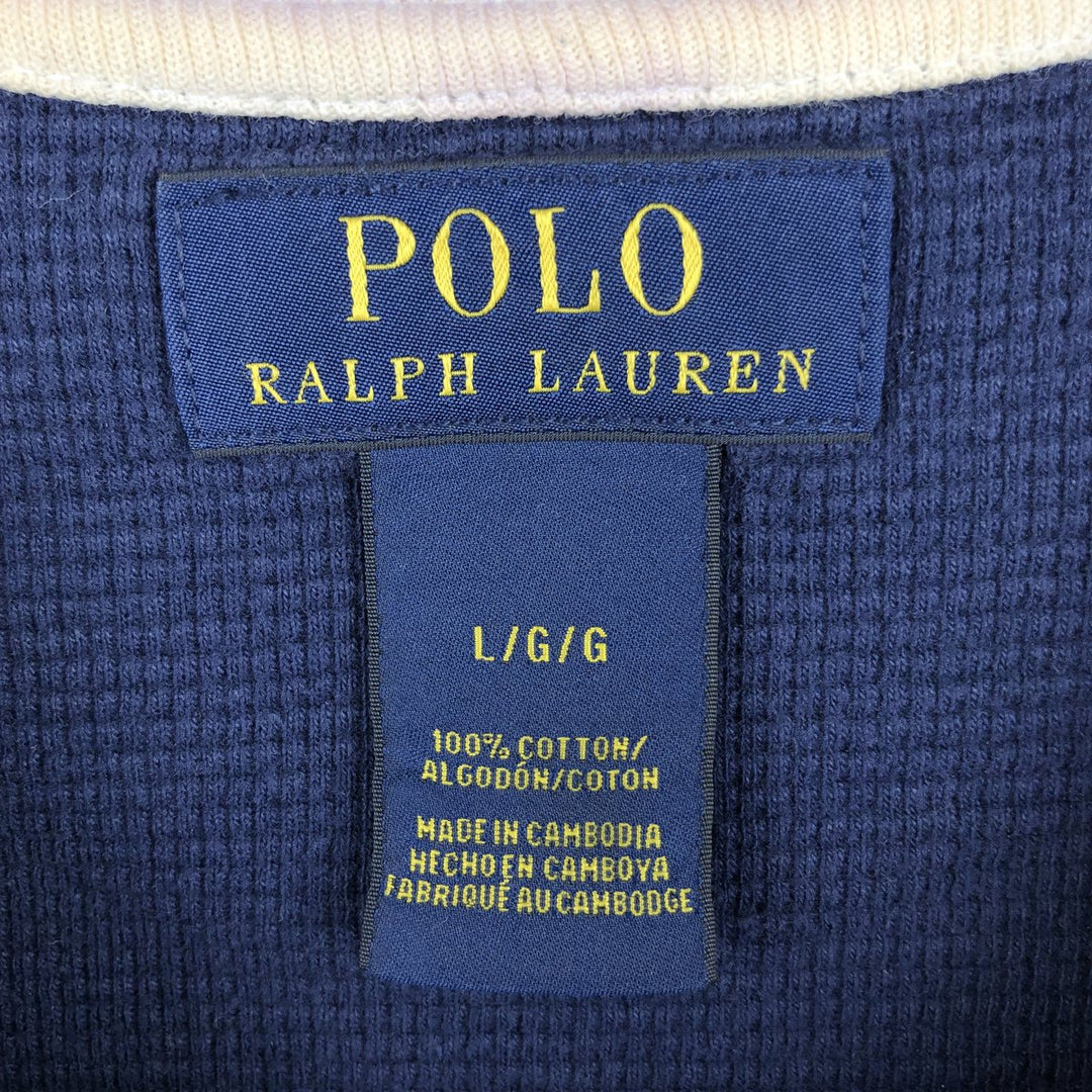 Ralph Lauren POLO RALPH LAUREN Thermal Long T-Shirt Men's Size L cotton navy blue type Vintage Second Hand