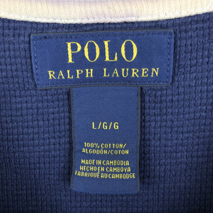 Ralph Lauren POLO RALPH LAUREN Thermal Long T-Shirt Men's Size L cotton navy blue type Vintage Second Hand