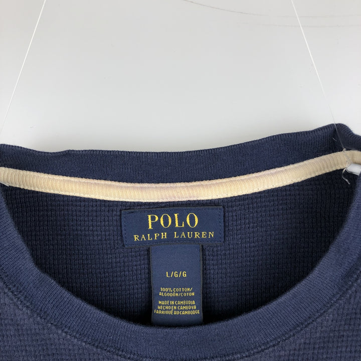 Ralph Lauren POLO RALPH LAUREN Thermal Long T-Shirt Men's Size L cotton navy blue type Vintage Second Hand