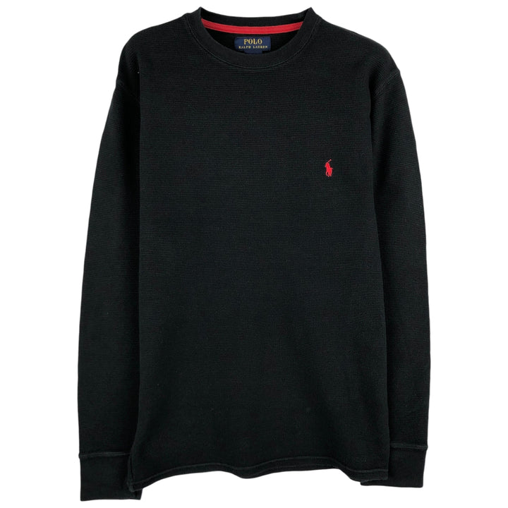 Ralph Lauren POLO RALPH LAUREN Thermal Long T-Shirt, Men's Size M cotton black type Vintage Second Hand