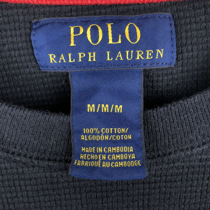 Ralph Lauren POLO RALPH LAUREN Thermal Long T-Shirt, Men's Size M cotton black type Vintage Second Hand