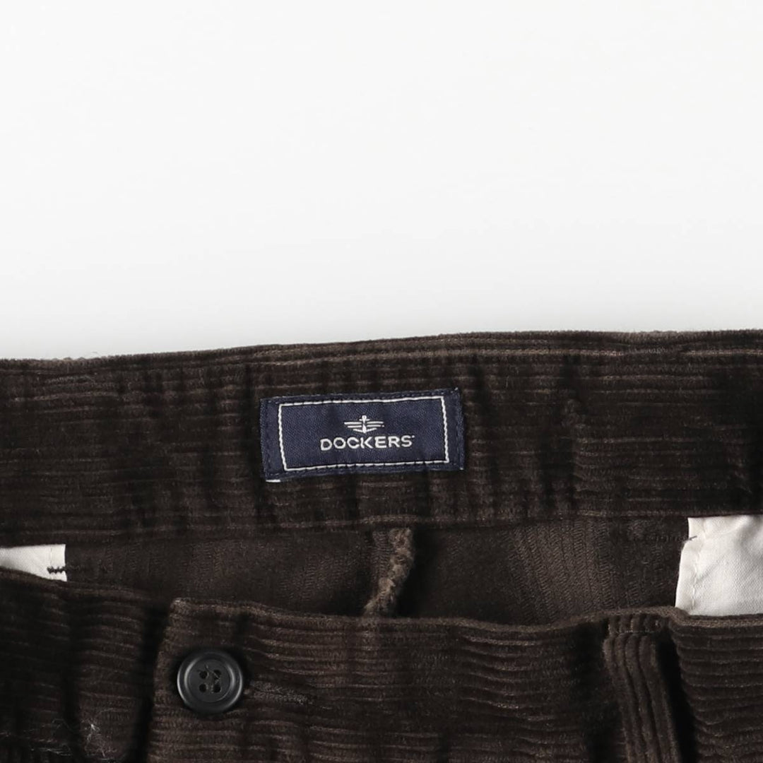 DOCKERS PLEATED RELAXED FIT Two-pleat Wide-ribbed Corduroy Pants, Men's, Vintage, Size 34 cotton brown type Vintage Second Hand