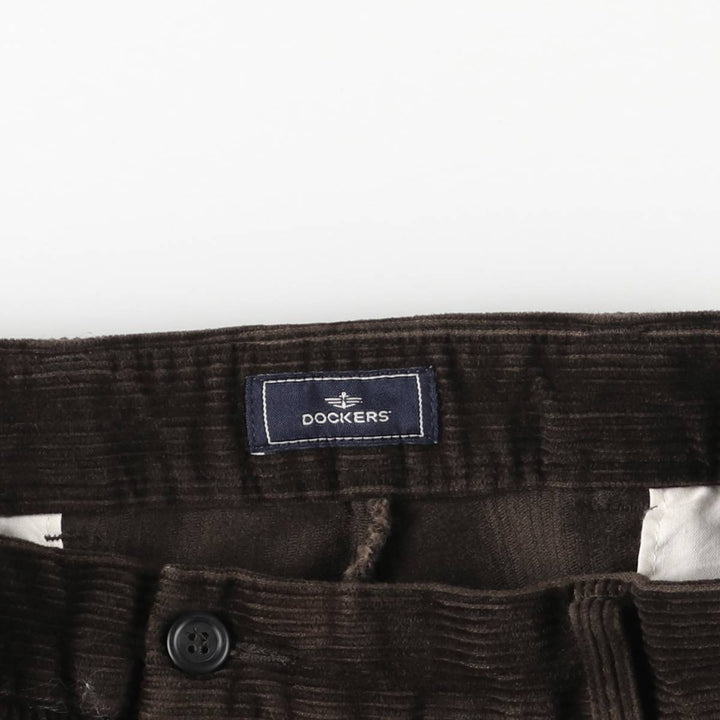 DOCKERS PLEATED RELAXED FIT Two-pleat Wide-ribbed Corduroy Pants, Men's, Vintage, Size 34 cotton brown type Vintage Second Hand