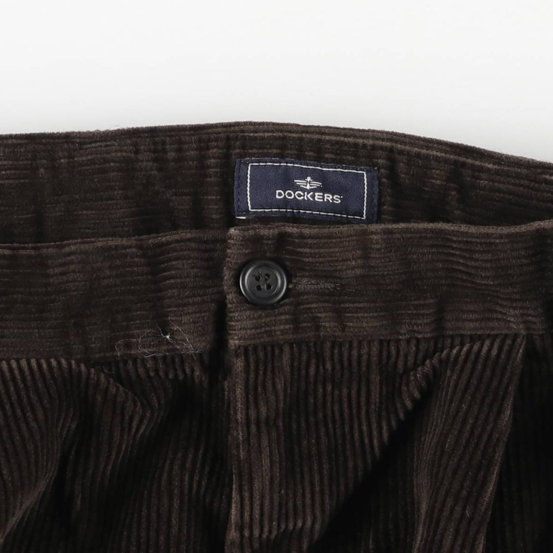 DOCKERS PLEATED RELAXED FIT Two-pleat Wide-ribbed Corduroy Pants, Men's, Vintage, Size 34 cotton brown type Vintage Second Hand
