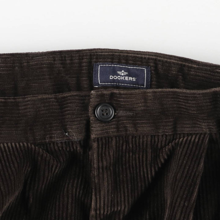 DOCKERS PLEATED RELAXED FIT Two-pleat Wide-ribbed Corduroy Pants, Men's, Vintage, Size 34 cotton brown type Vintage Second Hand