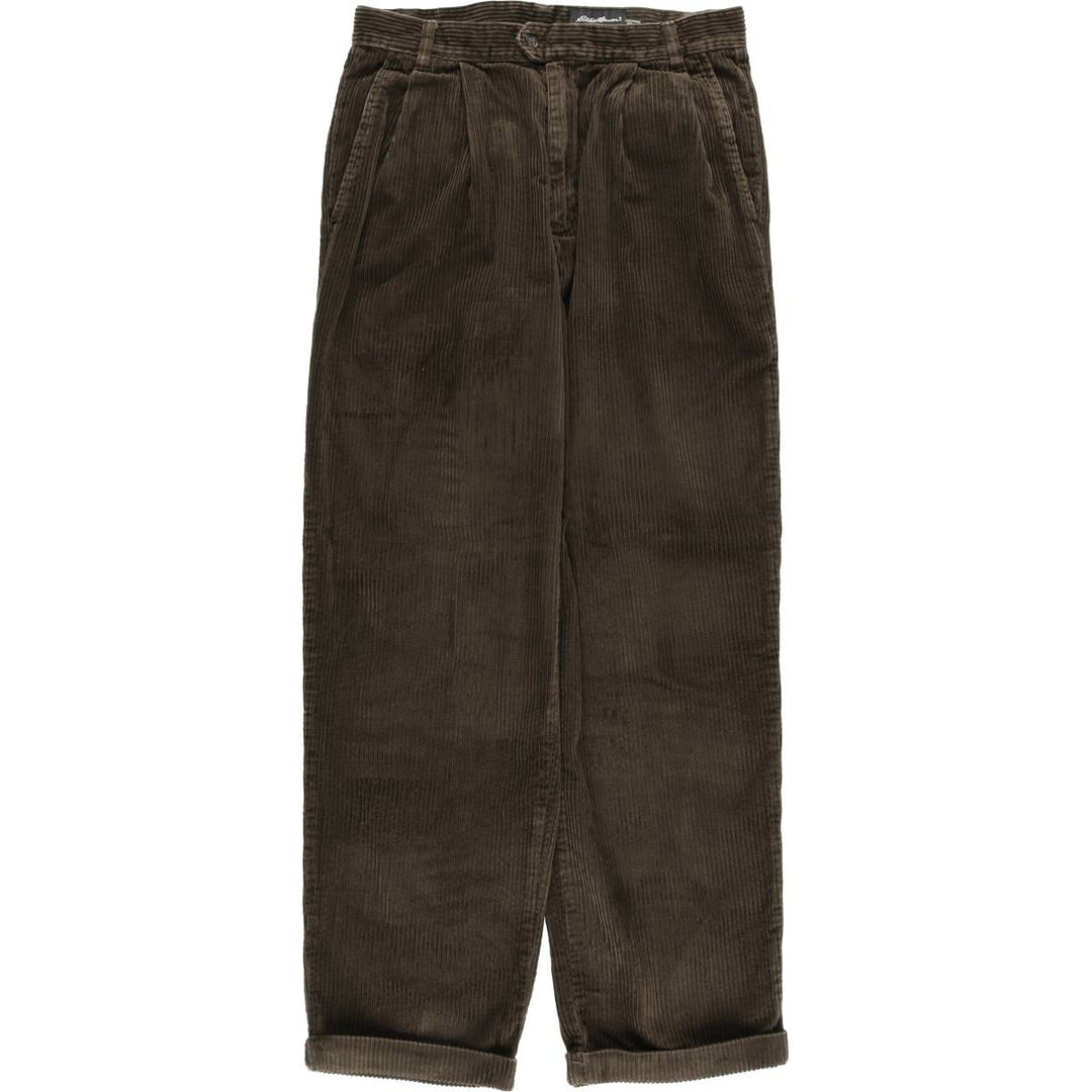 Eddie Bauer Two-pleat Corduroy Pants, Men's, Size W31 cotton Khaki type brown Vintage Second Hand