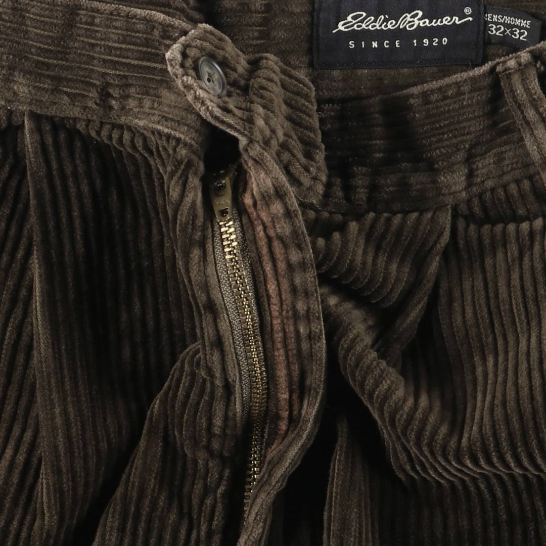 Eddie Bauer Two-pleat Corduroy Pants, Men's, Size W31 cotton Khaki type brown Vintage Second Hand