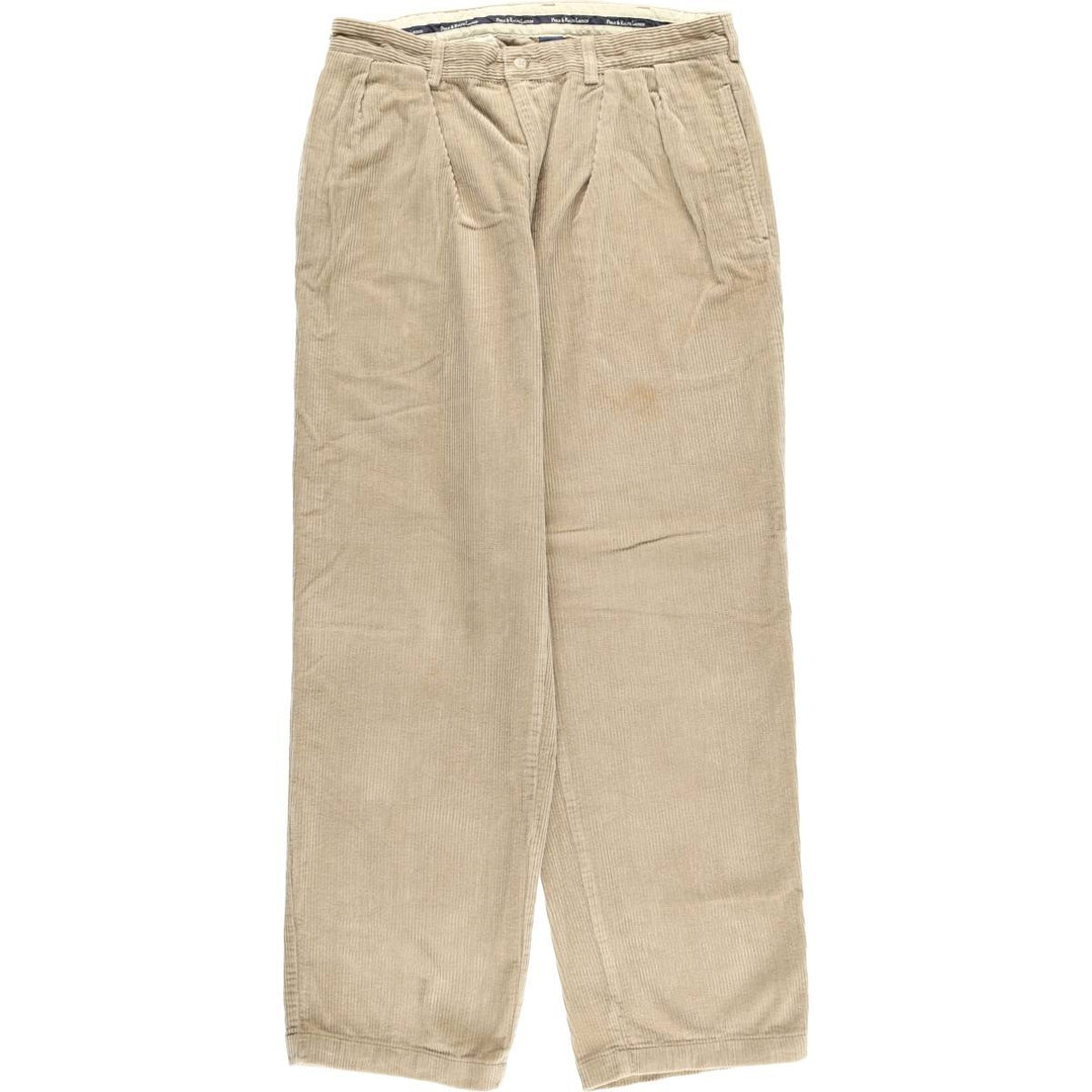 Ralph Lauren Polo Ralph Lauren Two-pleat Corduroy Pants Men's Size W33 cotton Beige type Vintage Second Hand