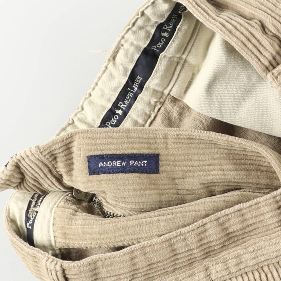 Ralph Lauren Polo Ralph Lauren Two-pleat Corduroy Pants Men's Size W33 cotton Beige type Vintage Second Hand