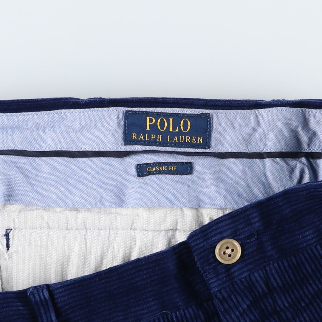 Ralph Lauren POLO RALPH LAUREN wide ribbed corduroy pants, men's size W34 cotton Navy blue Vintage Second Hand