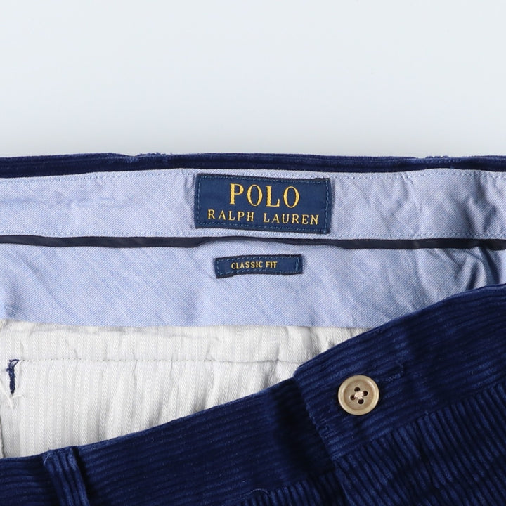 Ralph Lauren POLO RALPH LAUREN wide ribbed corduroy pants, men's size W34 cotton Navy blue Vintage Second Hand