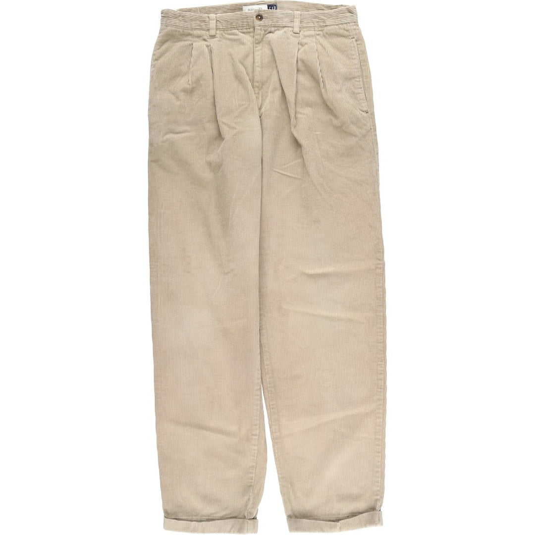 90'S GAP EASY FIT Old Gap Two-pleat Corduroy Pants Men's Size 34 (Vintage) cotton Beige type Vintage Second Hand