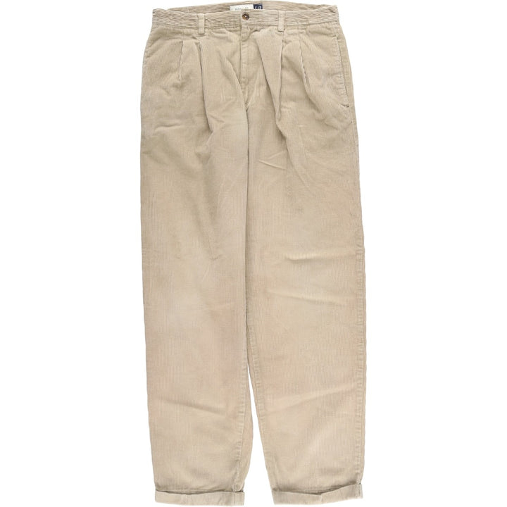 90'S GAP EASY FIT Old Gap Two-pleat Corduroy Pants Men's Size 34 (Vintage) cotton Beige type Vintage Second Hand