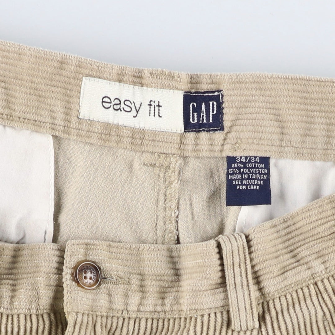 90'S GAP EASY FIT Old Gap Two-pleat Corduroy Pants Men's Size 34 (Vintage) cotton Beige type Vintage Second Hand