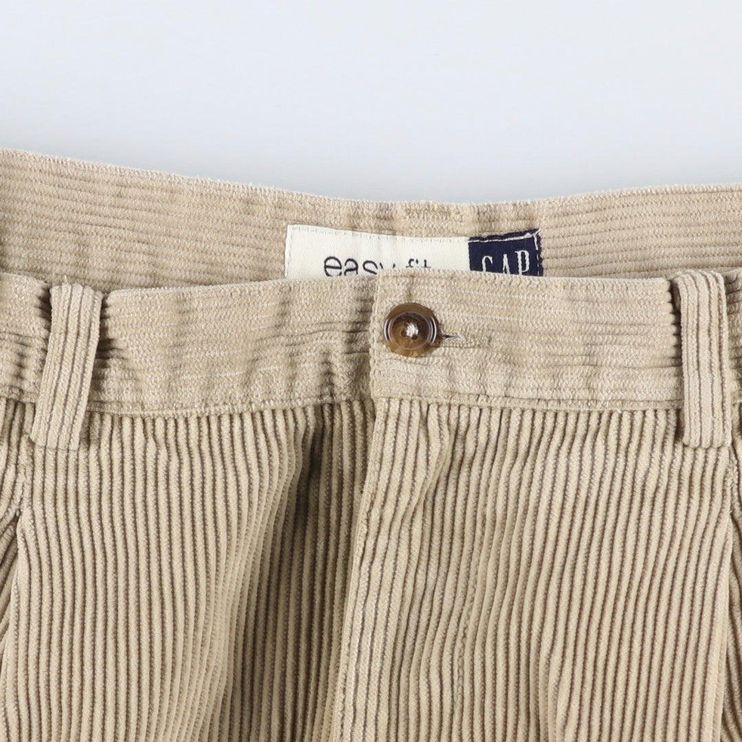 90'S GAP EASY FIT Old Gap Two-pleat Corduroy Pants Men's Size 34 (Vintage) cotton Beige type Vintage Second Hand