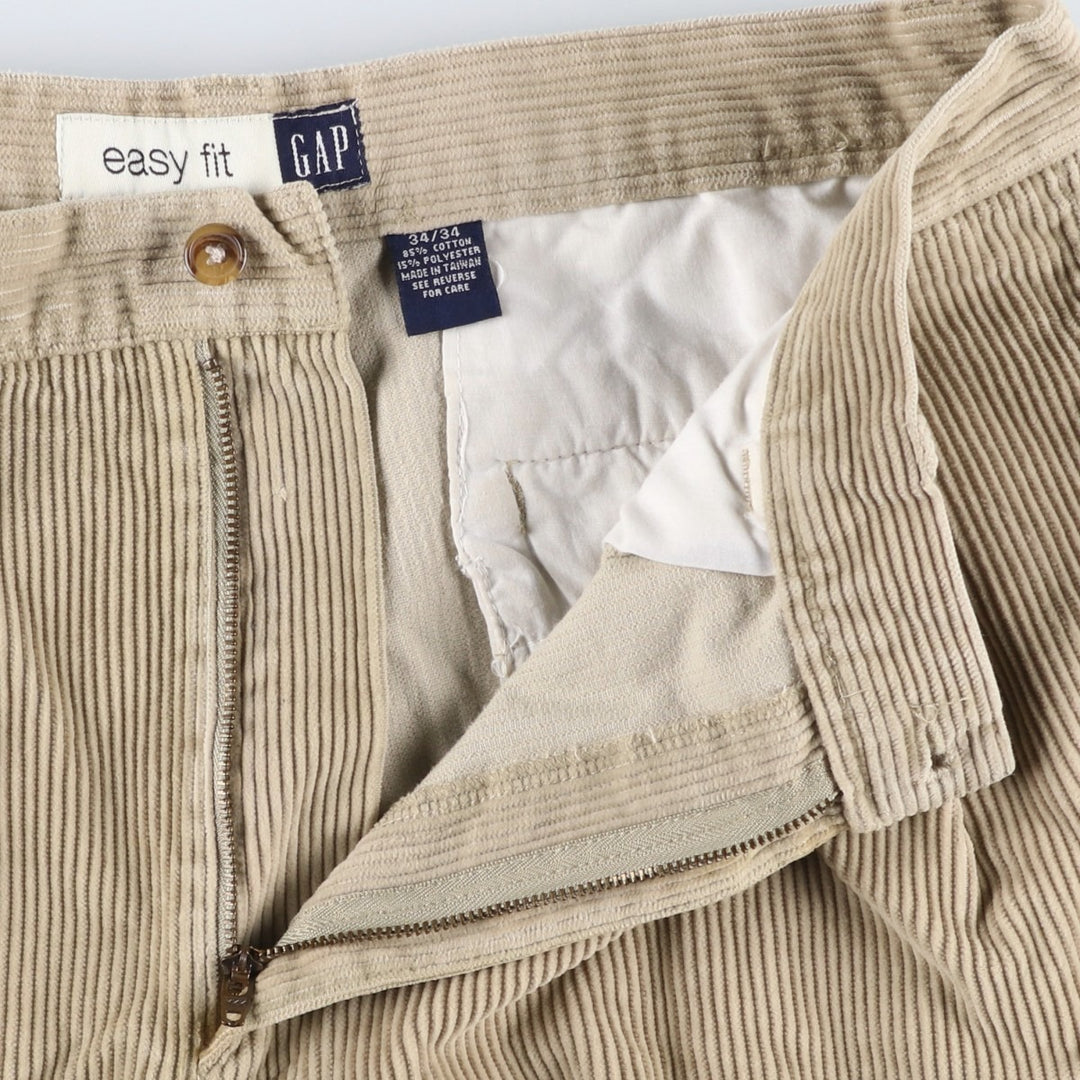 90'S GAP EASY FIT Old Gap Two-pleat Corduroy Pants Men's Size 34 (Vintage) cotton Beige type Vintage Second Hand