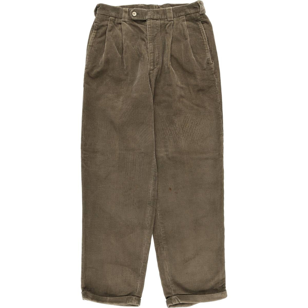 GREG NORMAN COLLECTION Two-pleat Wide-ribbed Corduroy Pants Men's Size W31 cotton Khaki type sage green Vintage Second Hand