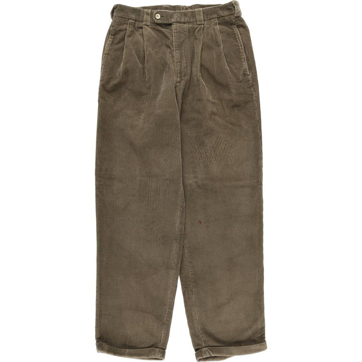 GREG NORMAN COLLECTION Two-pleat Wide-ribbed Corduroy Pants Men's Size W31 cotton Khaki type sage green Vintage Second Hand
