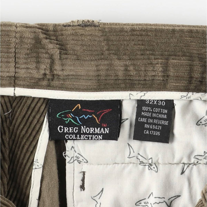 GREG NORMAN COLLECTION Two-pleat Wide-ribbed Corduroy Pants Men's Size W31 cotton Khaki type sage green Vintage Second Hand