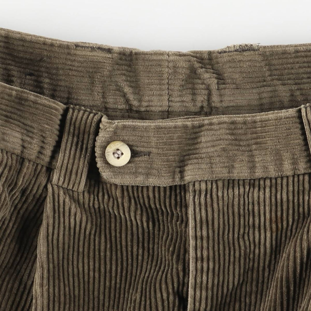 GREG NORMAN COLLECTION Two-pleat Wide-ribbed Corduroy Pants Men's Size W31 cotton Khaki type sage green Vintage Second Hand