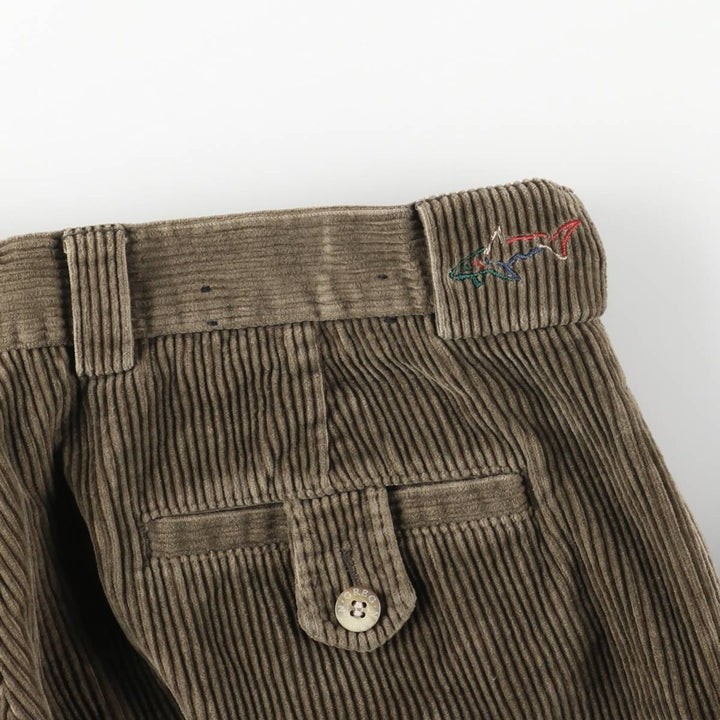 GREG NORMAN COLLECTION Two-pleat Wide-ribbed Corduroy Pants Men's Size W31 cotton Khaki type sage green Vintage Second Hand