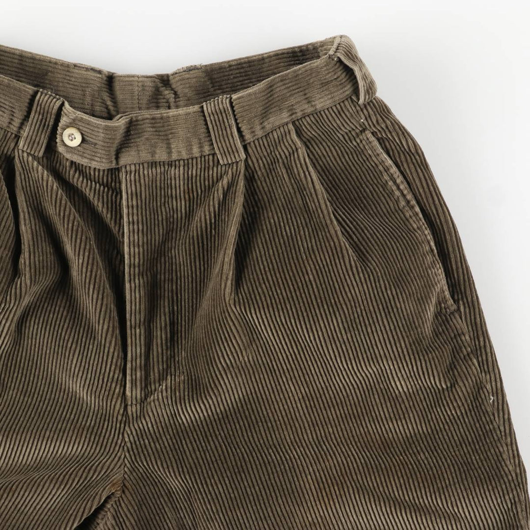 GREG NORMAN COLLECTION Two-pleat Wide-ribbed Corduroy Pants Men's Size W31 cotton Khaki type sage green Vintage Second Hand