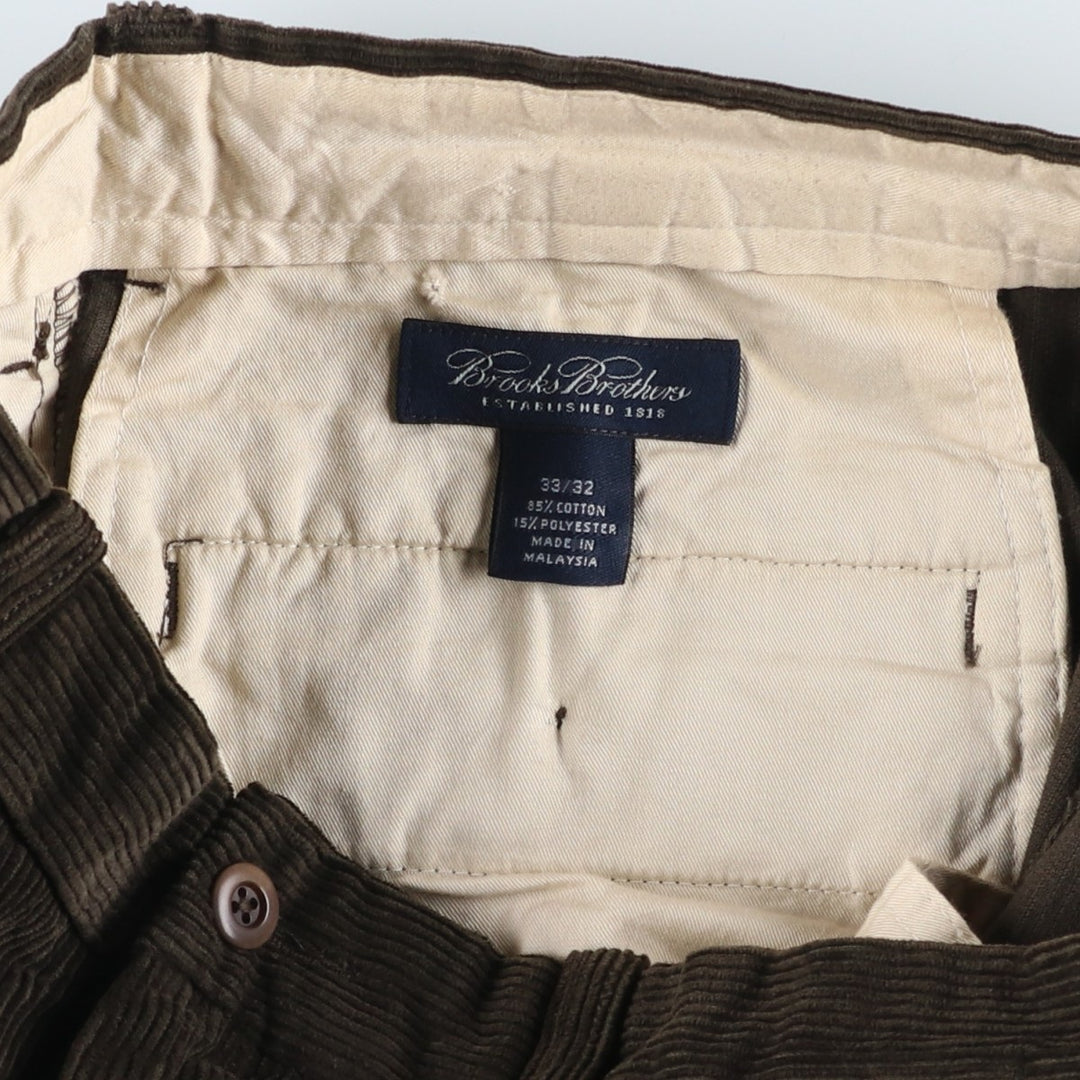 Brooks Brothers Men's Corduroy Pants, Size W33 cotton Khaki type sage green Vintage Second Hand