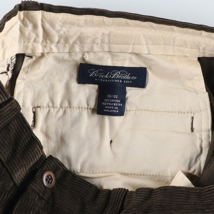 Brooks Brothers Men's Corduroy Pants, Size W33 cotton Khaki type sage green Vintage Second Hand