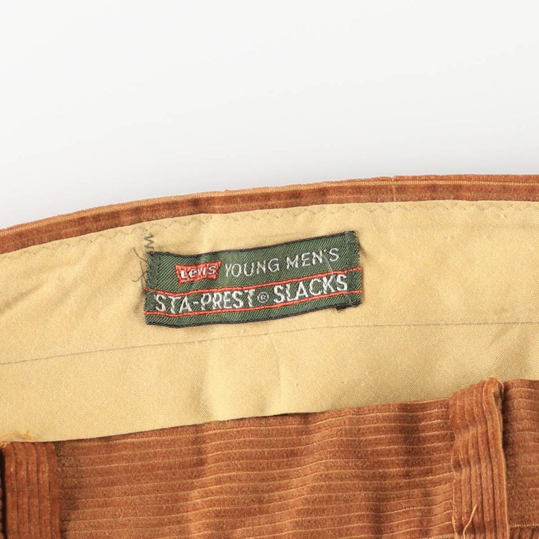 Vintage 1970'S Levi's STA-PREST flare-cut corduroy pants, men's size W34. unclear orange type Vintage Second Hand
