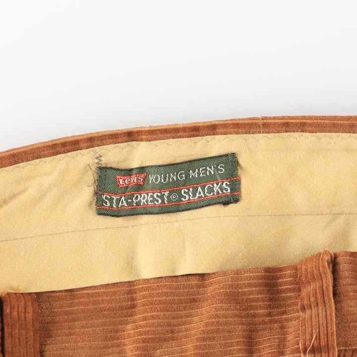 Vintage 1970'S Levi's STA-PREST flare-cut corduroy pants, men's size W34. unclear orange type Vintage Second Hand